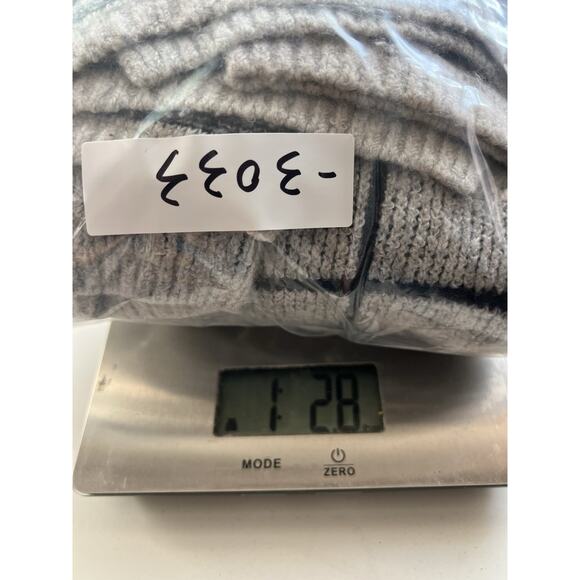 Madewell Womens Windowpane Wool Blend Turtleneck Sweater Sz XL Gray Chunky Boho - Picture 12 of 12